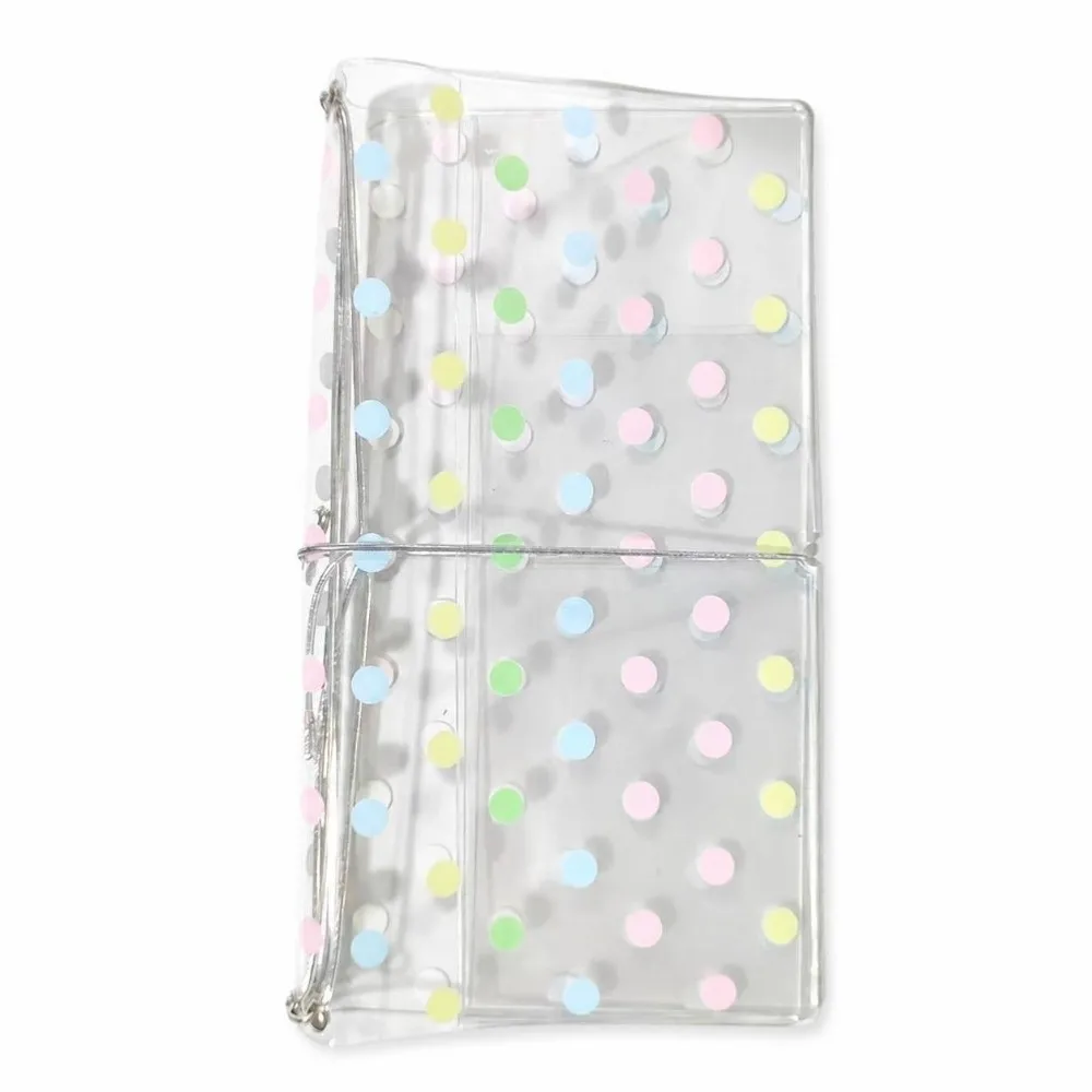 Durable PVC TN Notebook Cover Transparent with Elastic Band Transparent PVC Binder Polka Dot Journal Cover Students