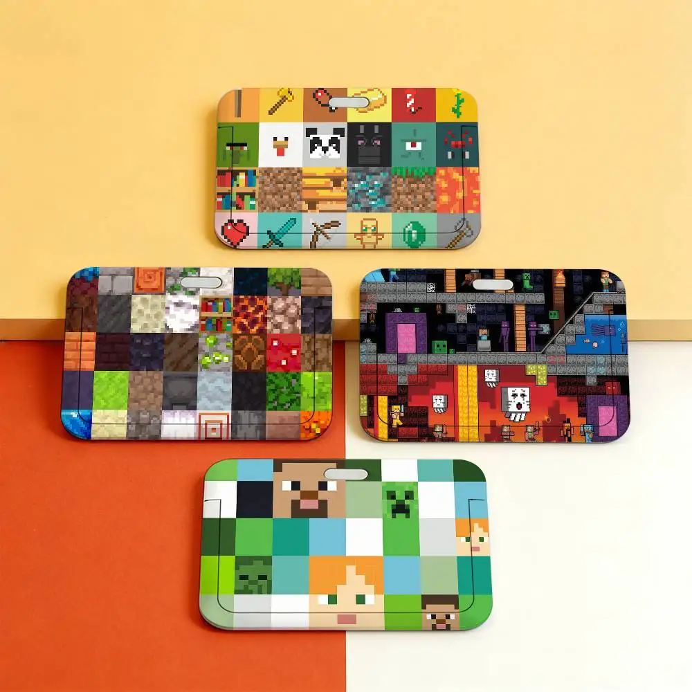 Porta Tarjetas Transparente con Diseño de Minecraft, Funda Protectora de Plástico con Cordón para Identificación Laboral, Negocios, Autobús