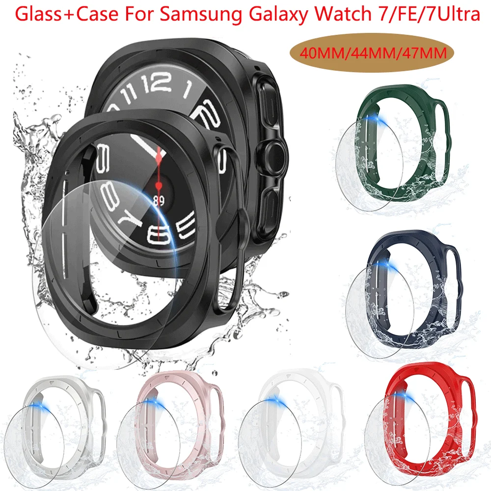 Glass+Case For Samsung Galaxy Watch 7 Ultra 47mm PC Matte Cover Protector Bumper Shell for Galaxy Watch7/FE 40mm44mm Accessories for samsung galaxy watch6 classic 47mm 5pcs enkay 0 2mm 9h tempered glass screen protector watch film