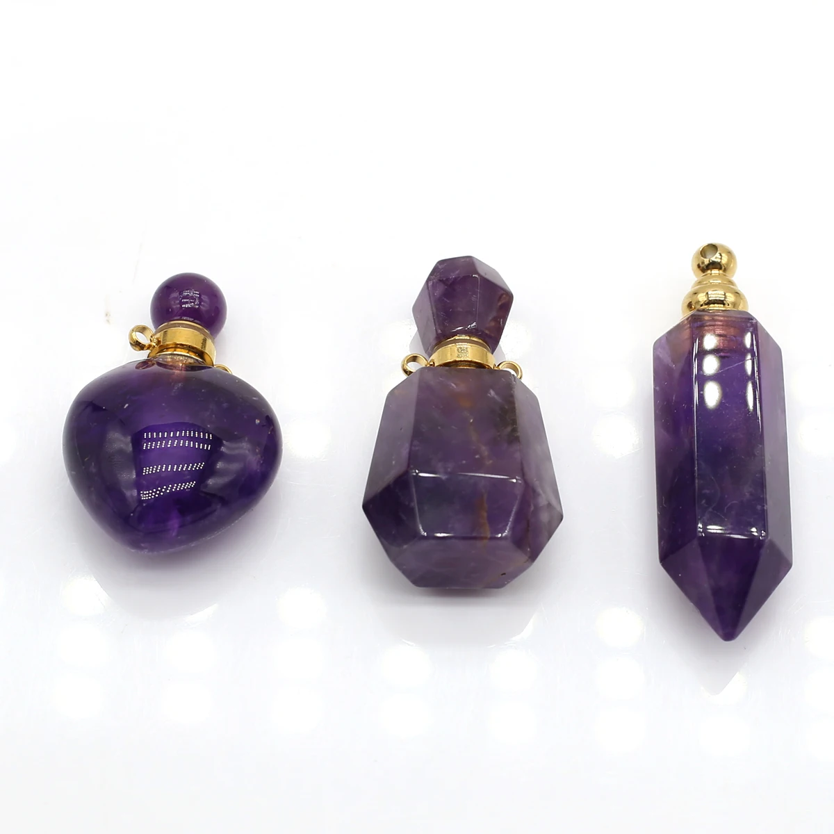 

Natural Stone Amethyst Perfume Bottle Pendant For Jewelry Making Charms DIY Necklace Accessory Women Men Gift Party