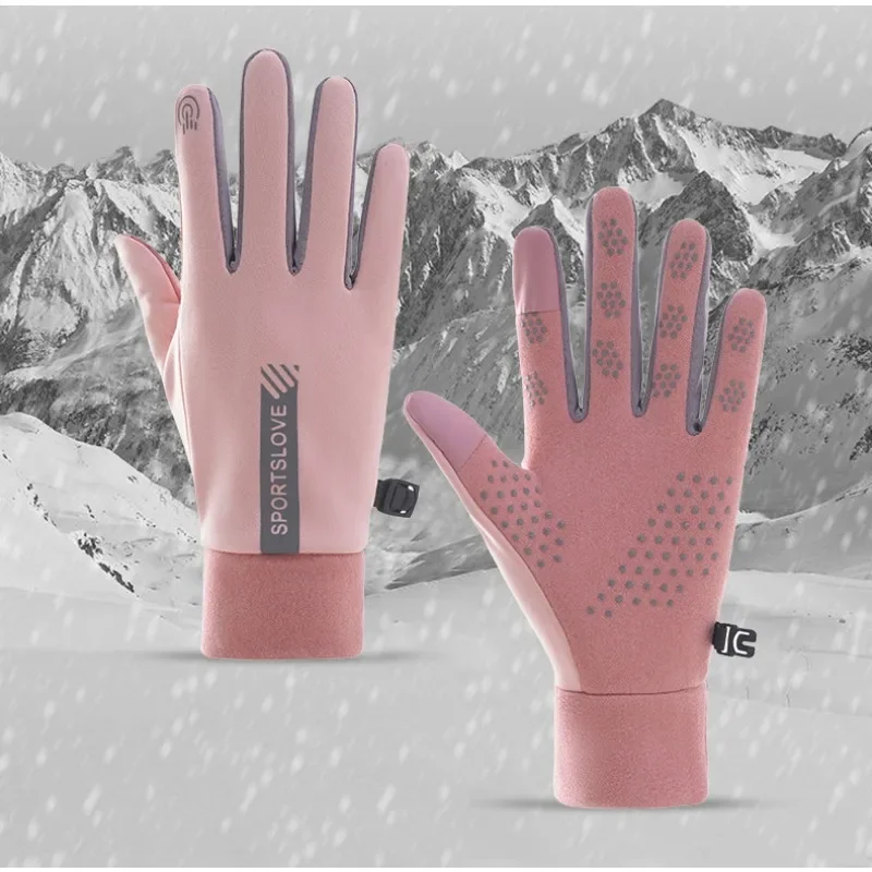 Winter warme Skihandschuhe Touchscreen rutschfeste winddichte Outdoor Radfahren Fleece kältebeständige Handschuhe Thermo-Ski-Fäustlinge