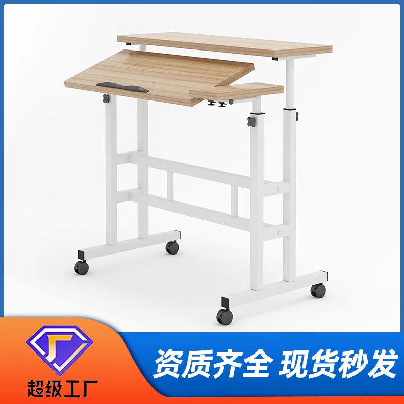 Mobile Computer Desk Lifting Desk Foldable Standing Desk Bedroom Bedside Desk Single Small Table