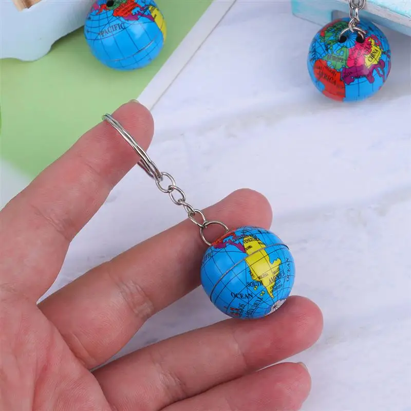 12pcs Globe Key Car Mens Gift Globe Decor Earth World Key pendant Keyring Planet Key Ring Kids Charms Ring Mini Map Handbag