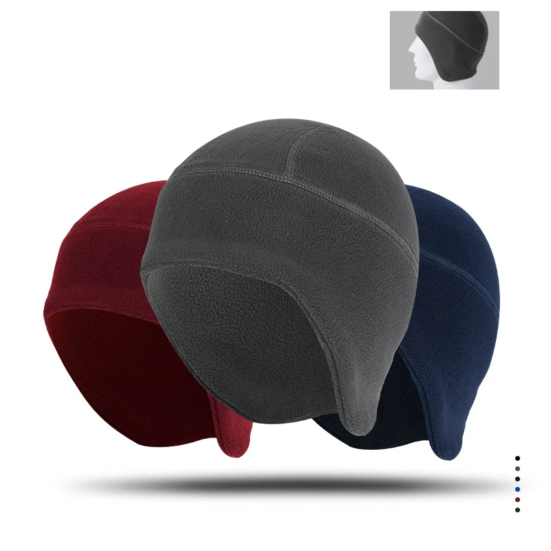 Cycling Beanie Warm Men's Cap Winter Hat Polar Fleece Ear Cover Women Hat Motorbike Windproof Cold-Proof Elastic Skiing Run Soft