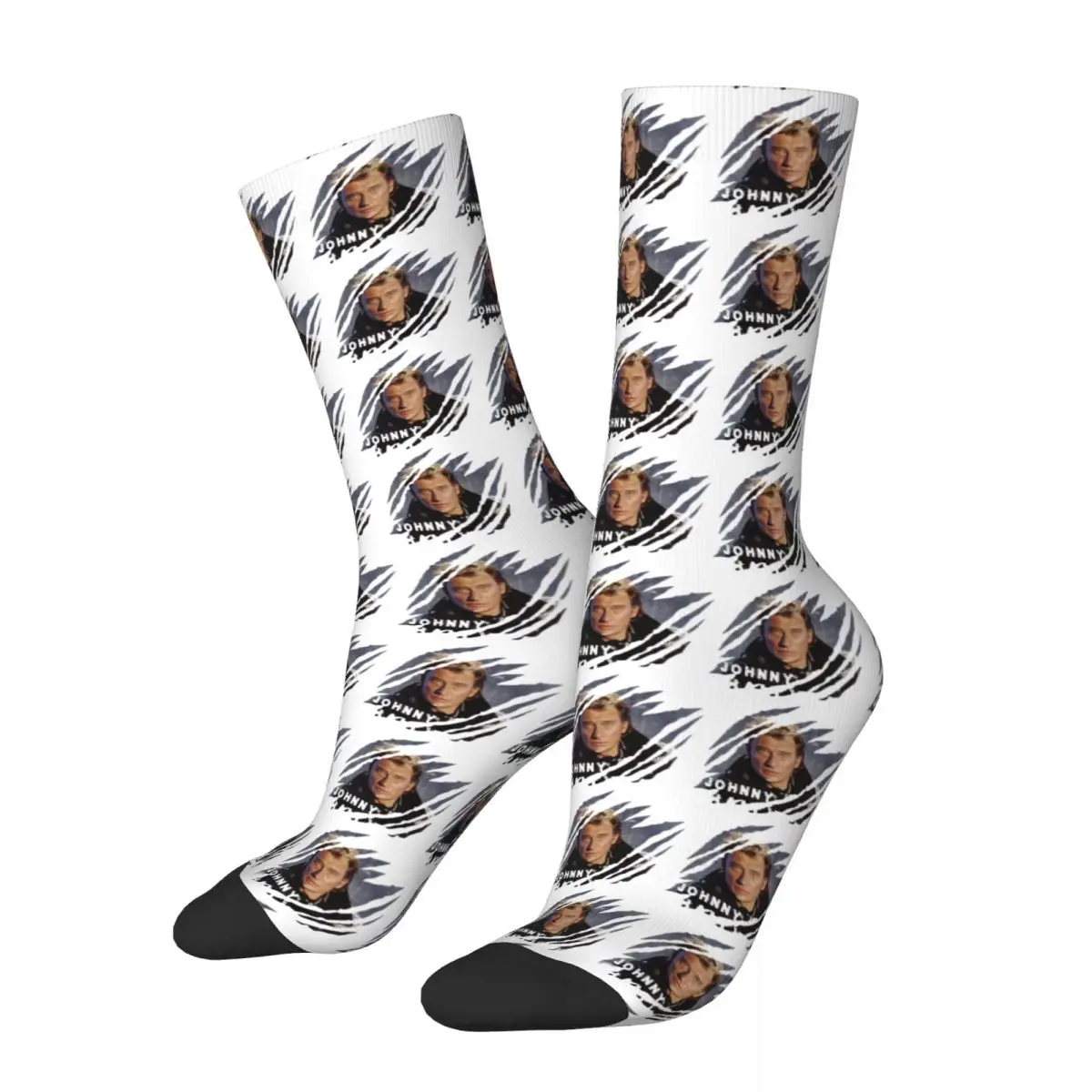 Music Johnny Hallyday French Rock Star Socks Male Mens Women Winter Stockings Harajuku