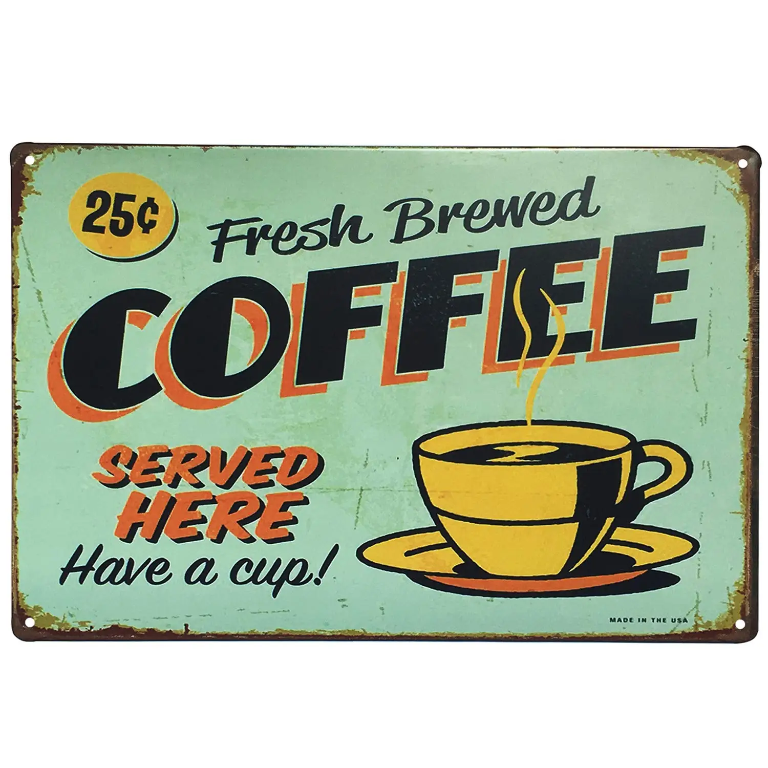 Unique Coffee Signs, Freshly Brewed Coffee, Metal Tag, Kitchen Decorations and Accessories,
