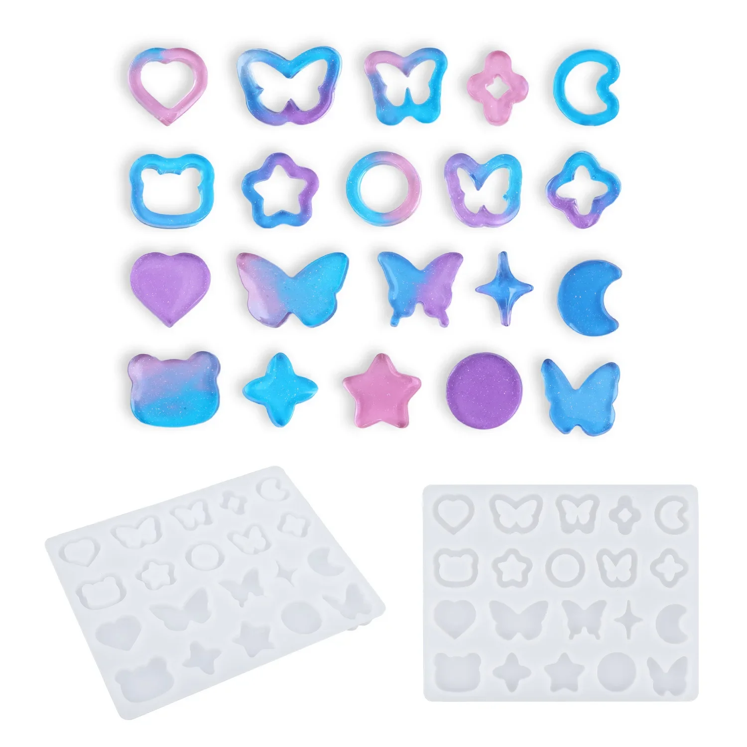Moule en silicone en résine UV pour bricolage, goutte de cristal, colle, amour, papillon, lune, sable, NING