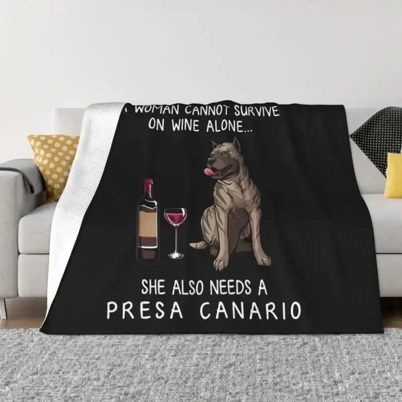

Presa Canario And Wine Funny Dog Blankets Warm Flannel Pet Puppy Lover Throw Blanket for Bed Travel Rug Piece