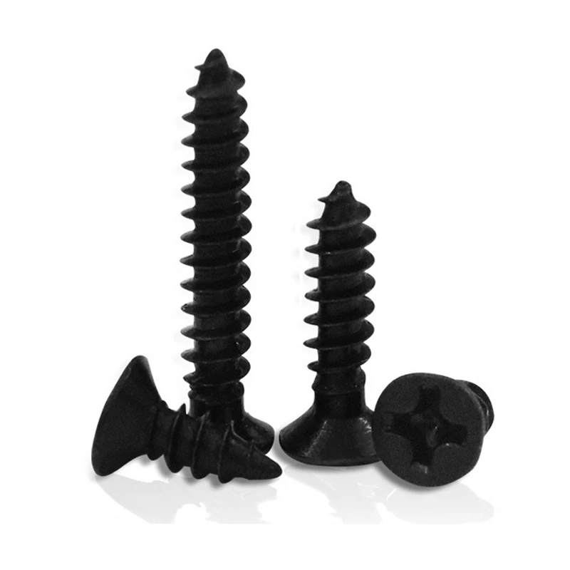 500/ 200/ 100pcs M1.2 M1.4 M1.7 M2 M2.3 M3 M3.5 M4 M5 Small Black Steel Cross Phillips Flat Countersunk Head Self Tapping Screw