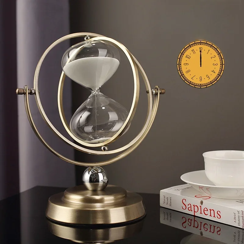 Aesthetic Sand Clock Vintage Globe Hourglass Sandglass Timer Desk Decor Luxury Living Room Decoration Ornament Table Accessoies