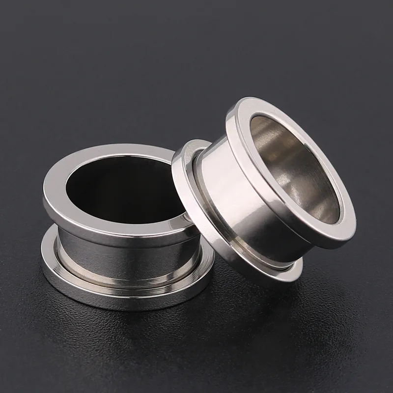 316L Stainless Steel Ear Plugs and Tunnels Piercings Black Screwed Earring Expander Earlet Gauges Body Piercings Jewelry