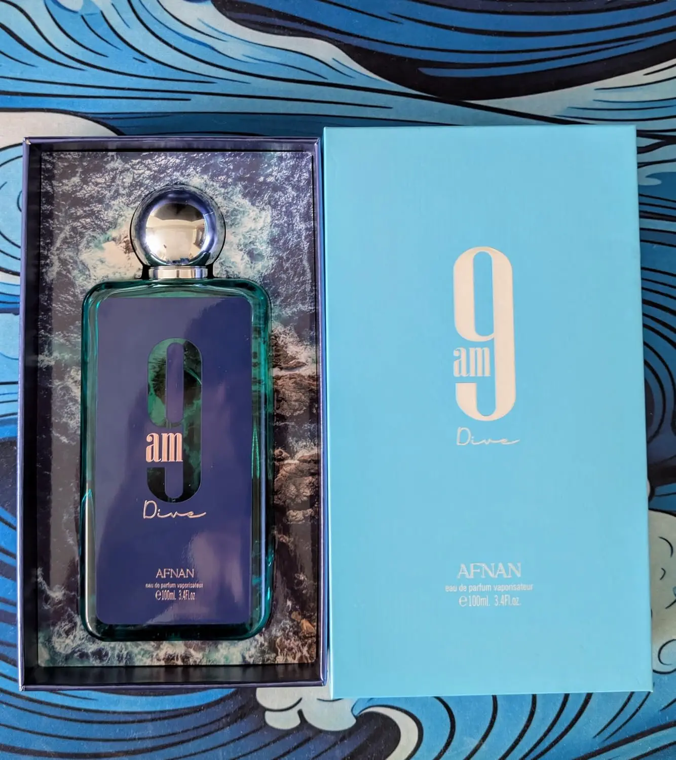 Spray eau de toilette unissex Afnan 9 AM Blue, 3,4 onças (100ml) Simples e atmosférico