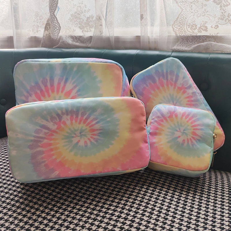 Tie-dye Cosmetic Pouch Bag Nylon Zipper Travel Portable Toiletry Makeup Bag Storage Bags Waterproof