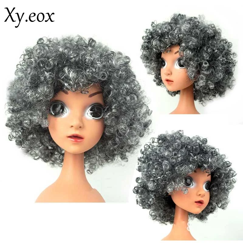 grey Afro Curly Wig Adult Fancy Dress 70s Themed Party Cosplay Disco Unisex