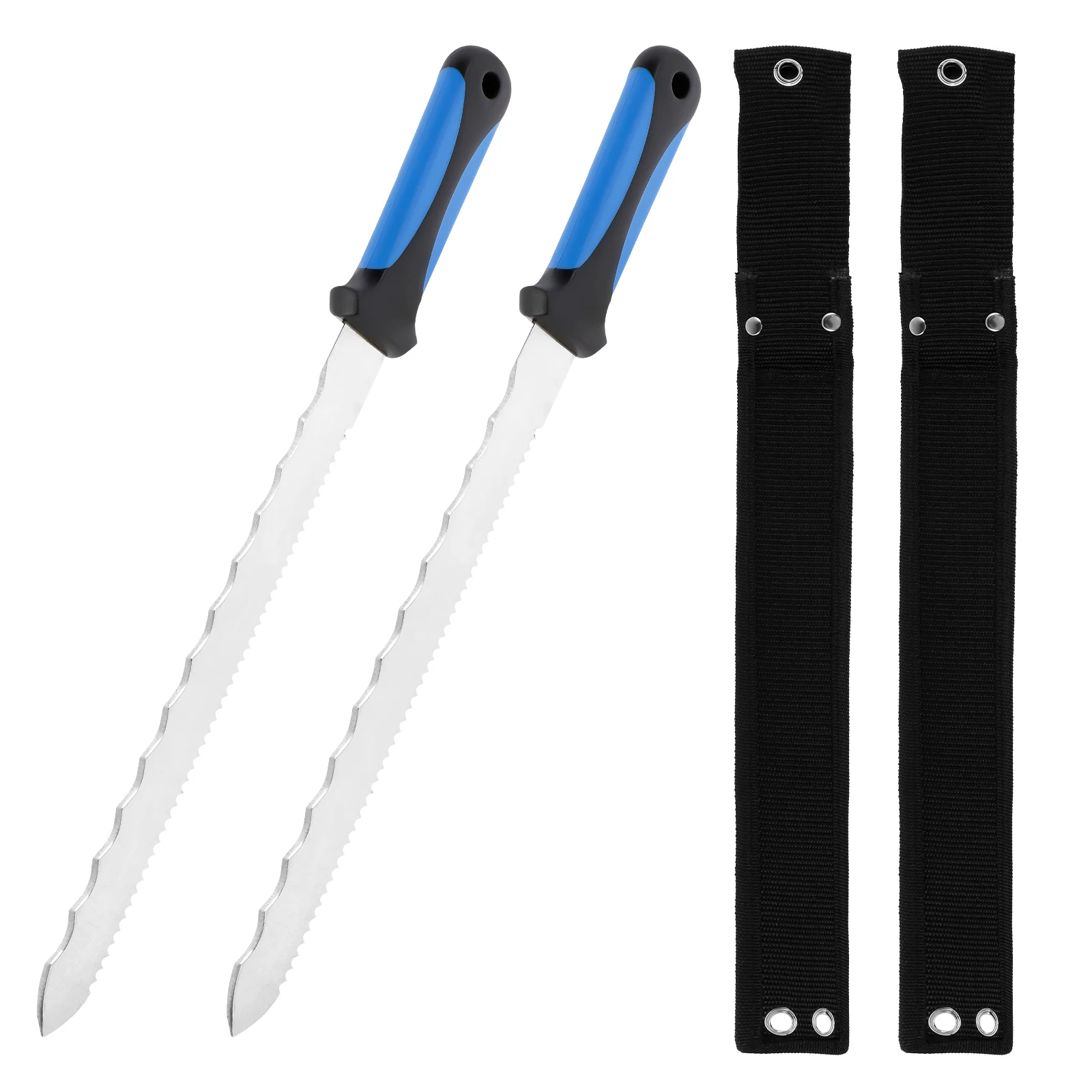 1/2 Pcs Insulation Knife Stainless Steel Blade Insulation Cutter with Nylon Sheath Double Sided Serrated Duct Knife Tool