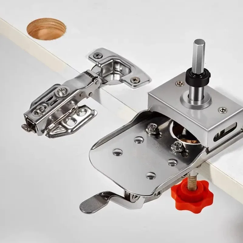 35mm Hinge Boring Jig Kit Aluminum Alloy Hole Opener Template Woodworking Hole Puncher Drilling Guide Locator for Door Cabinets