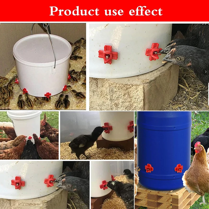 6/15/40 قطعة حلمات سقي الدجاج الأفقية مع لقم الثقب، نظام سقي الدواجن المقاوم للتسرب لحظيرة الدجاج #5