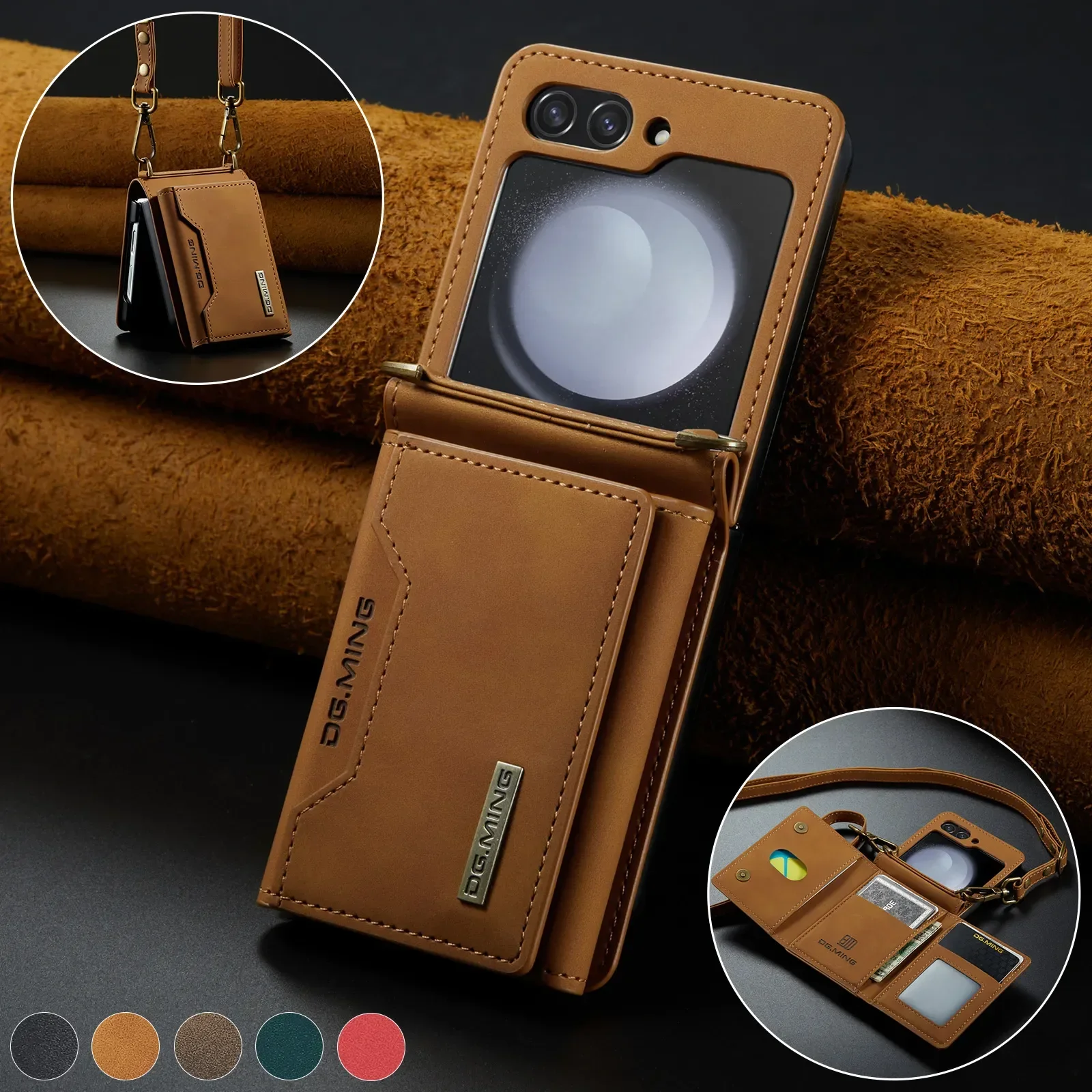 Anti-Knock Wallet Cell Phone Coque Case for Samsung Galaxy Z Flip 6 Flip4 Flip 3 4 Flip5 Flip3 Card Slot Business Leather Cover