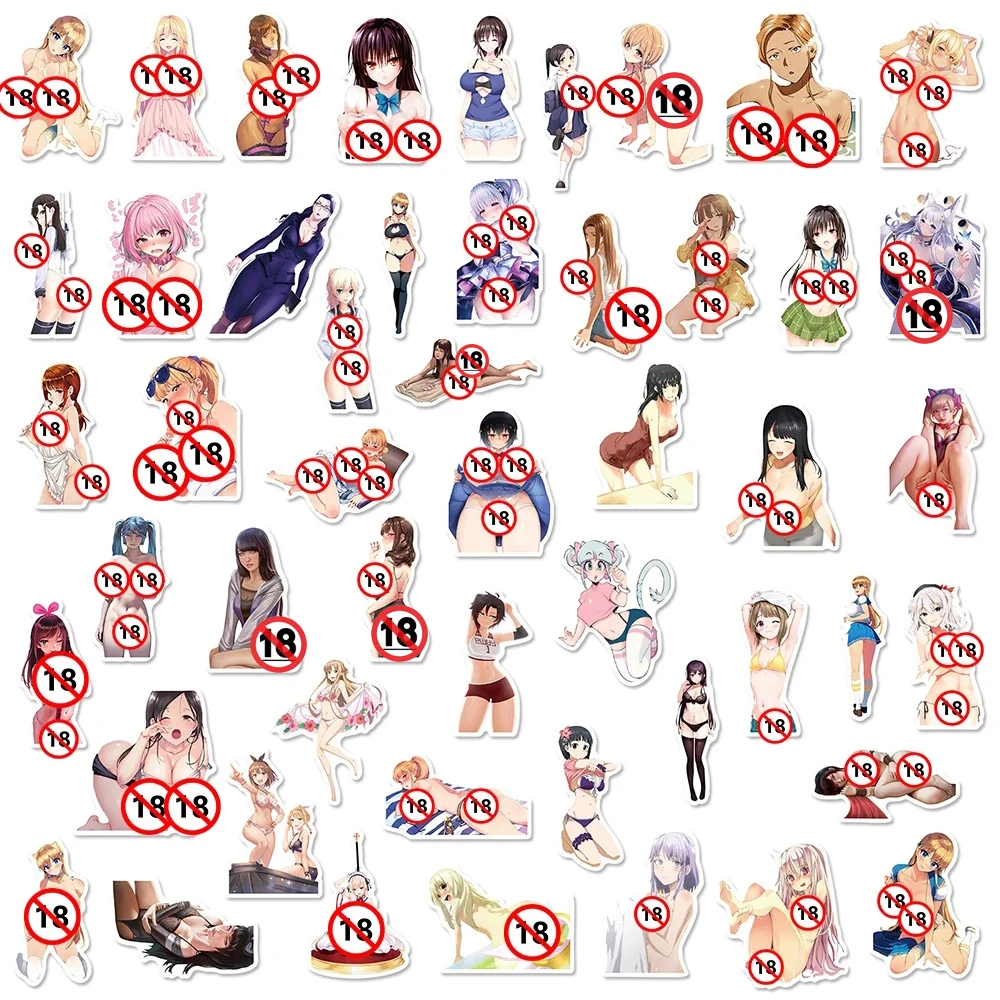 10/30/50/100pcs Adult Anime Hentai Sexy Waifu Girl Stickers Decals for Laptop Phone Luggage Cute Car Wall Sticker Girls Toys