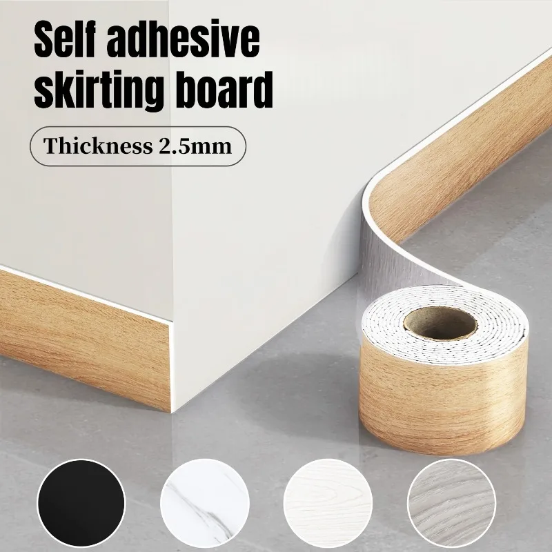 

Wood Grain Self-adhesive Skirting Board Flexible Thickened Foam Wallboard Wall Stickers Decor Line Waistline for Sill Staircase