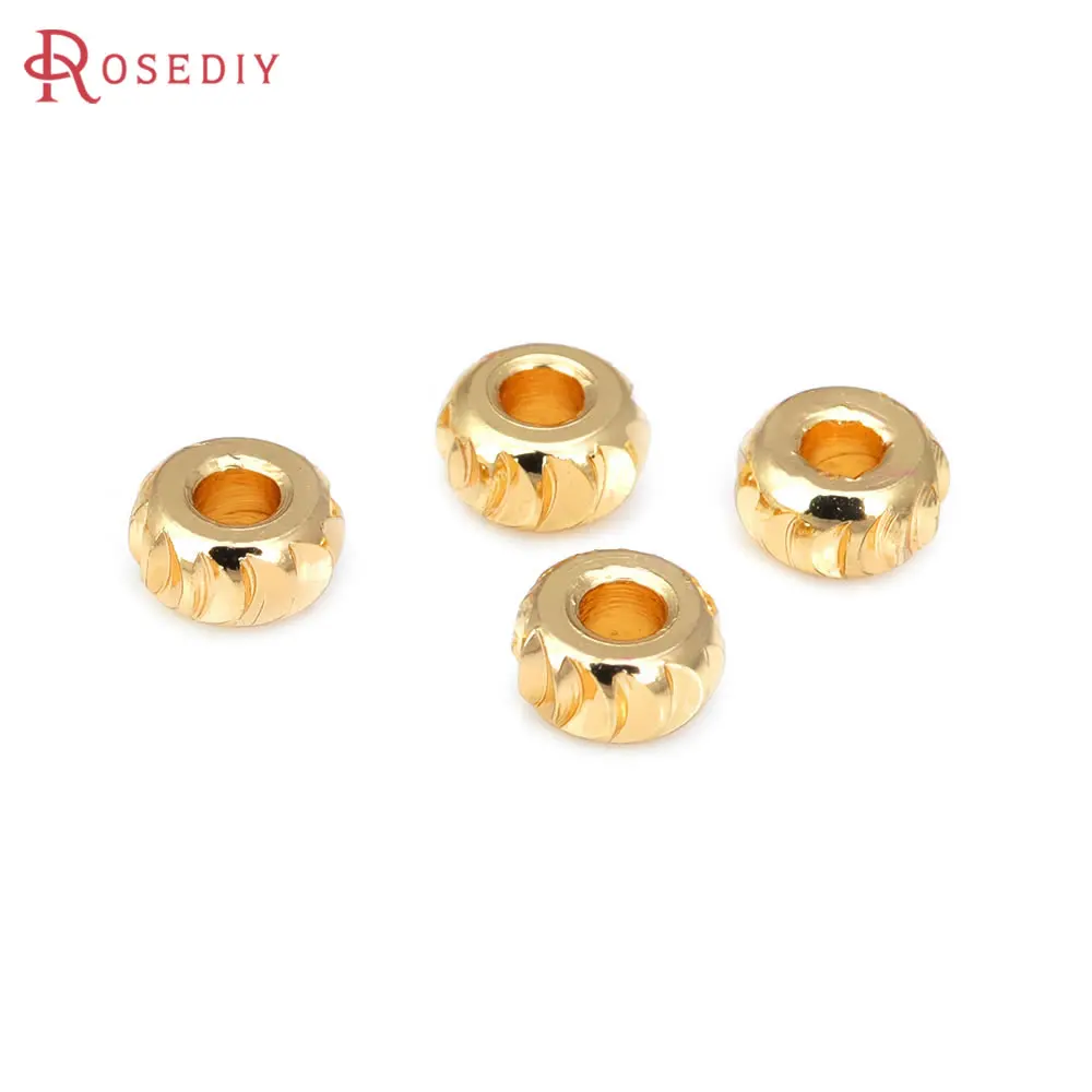 40PCS 3MM 4MM 5MM 6MM 8MM 18K Gold Color Silver Color Brass Wheel Bracelets Spacer Beads Jewelry Making Findings Accessories