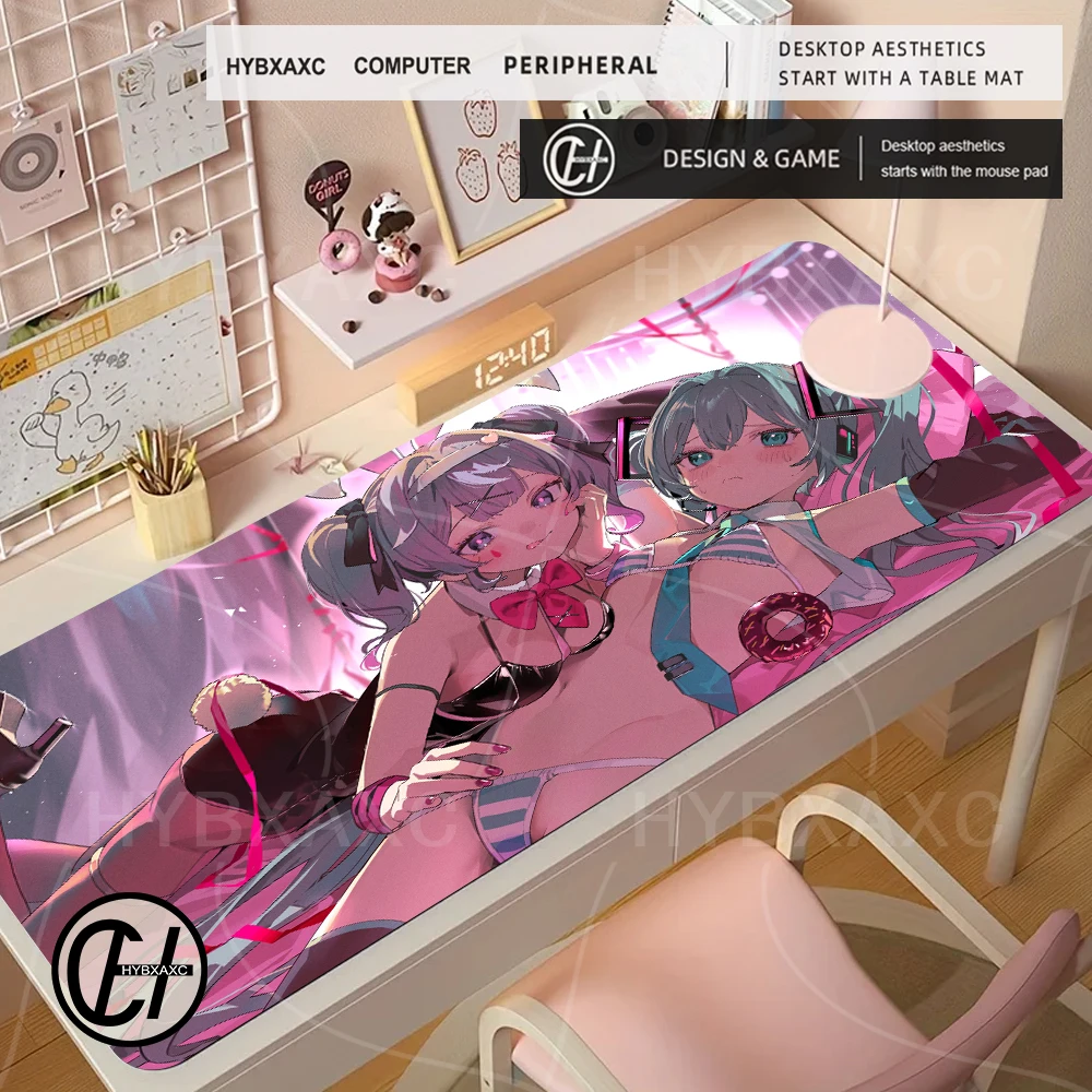 Alfombrilla de ratón de goma antideslizante estética con agujero de conejo de 3mm, figura de Anime Hentai Bunny Girl, alfombrilla de escritorio para ordenador, accesorios de escritorio bonitos