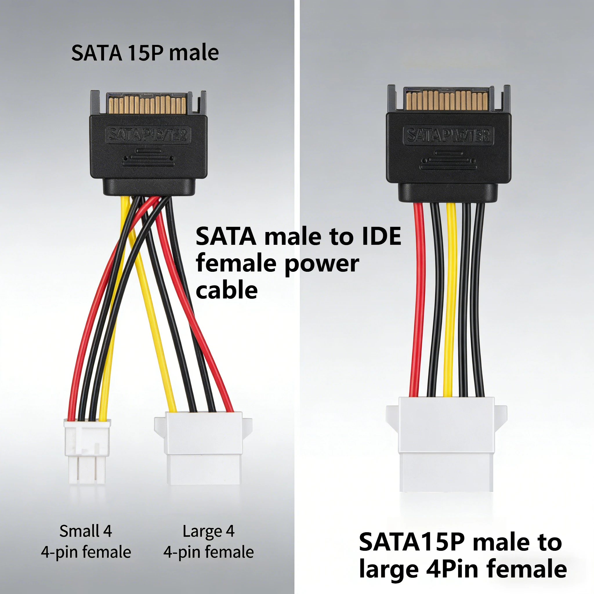 4-pin To 15-pin Computer Power Supply 4-pin IDE 4-pin Female Male To SATA Drive and Optical Copper Cables Adapter for Hard Drive