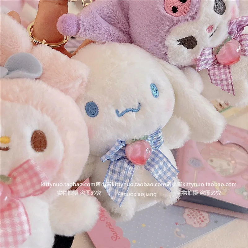 Kawaii Sanrio Mymelody Kuromi Cinnamoroll Plush Doll Key Chain Pendant Schoolbag Decoration Girls Christmas Gift Home Furnishing