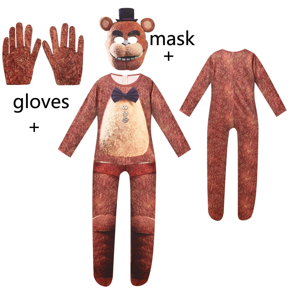 Costume d'Halloween Horrible pour enfants, combinaison Freddyed de cinq nuits, Cosplay de cauchemar Bonnie Fnaf Freddy, Anime, cadeau de noël pour garçons