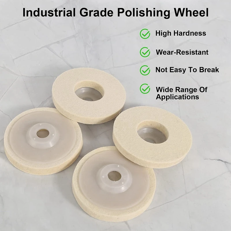 Pack Of 8 Angle Grinder Wool Buffing Disc, 100Mm Wool Buffing Polishing Disc Pad, Sanding Wheel Disc Kit