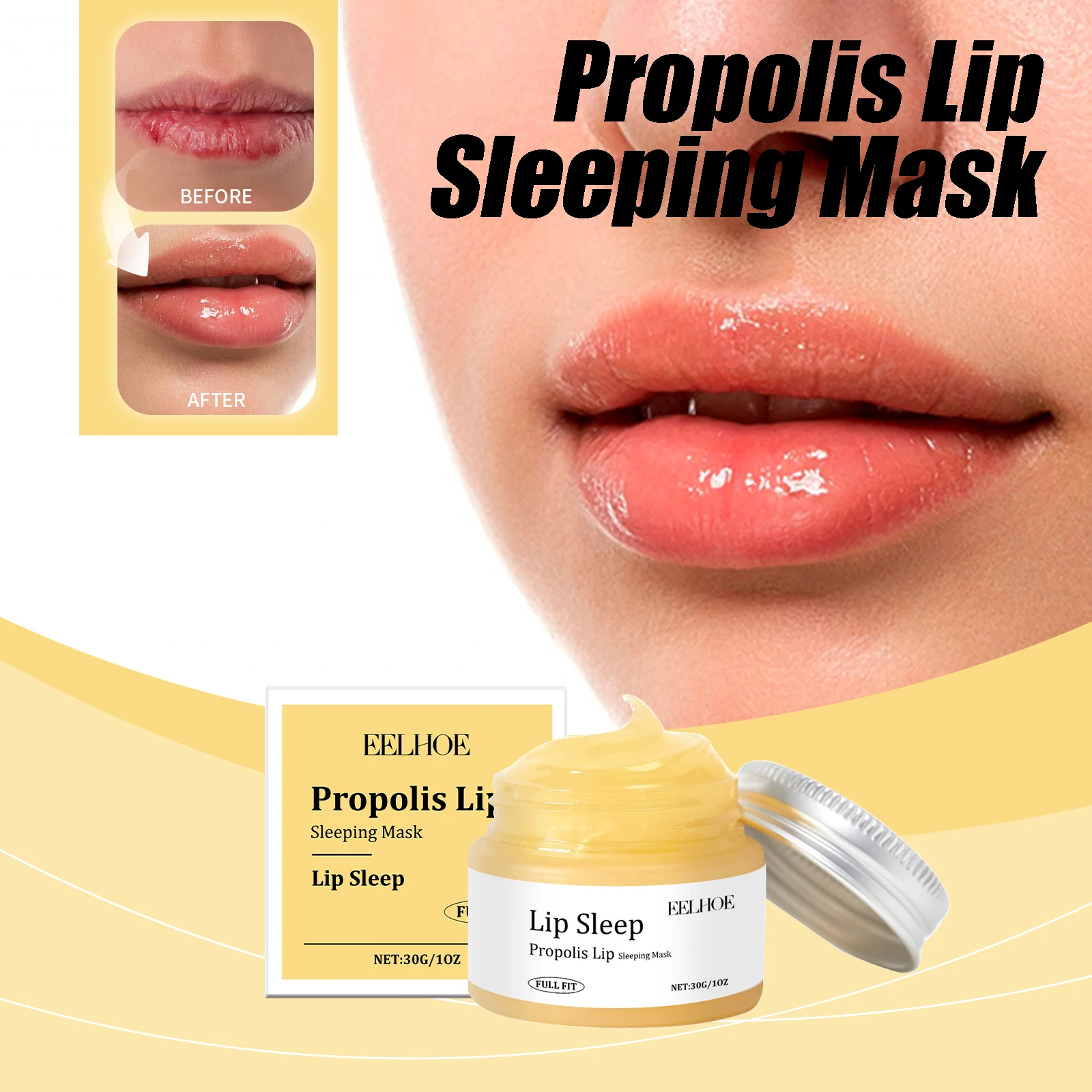 Propolis Lip Sleeping Mask Deeply Nourish Lips Enhance Lip Elasticity Prevent Chapped Lips Long-lasting Moisturizing Lip Mask