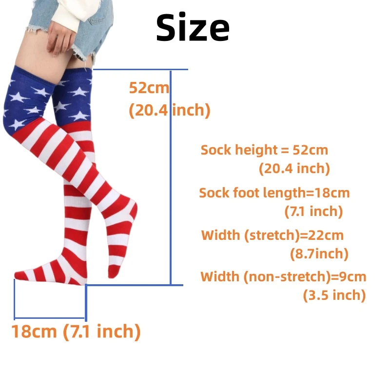 Novel Stockings Knee High long Socks American Star Spangled Flag Socks Thigh High Socks Stocking