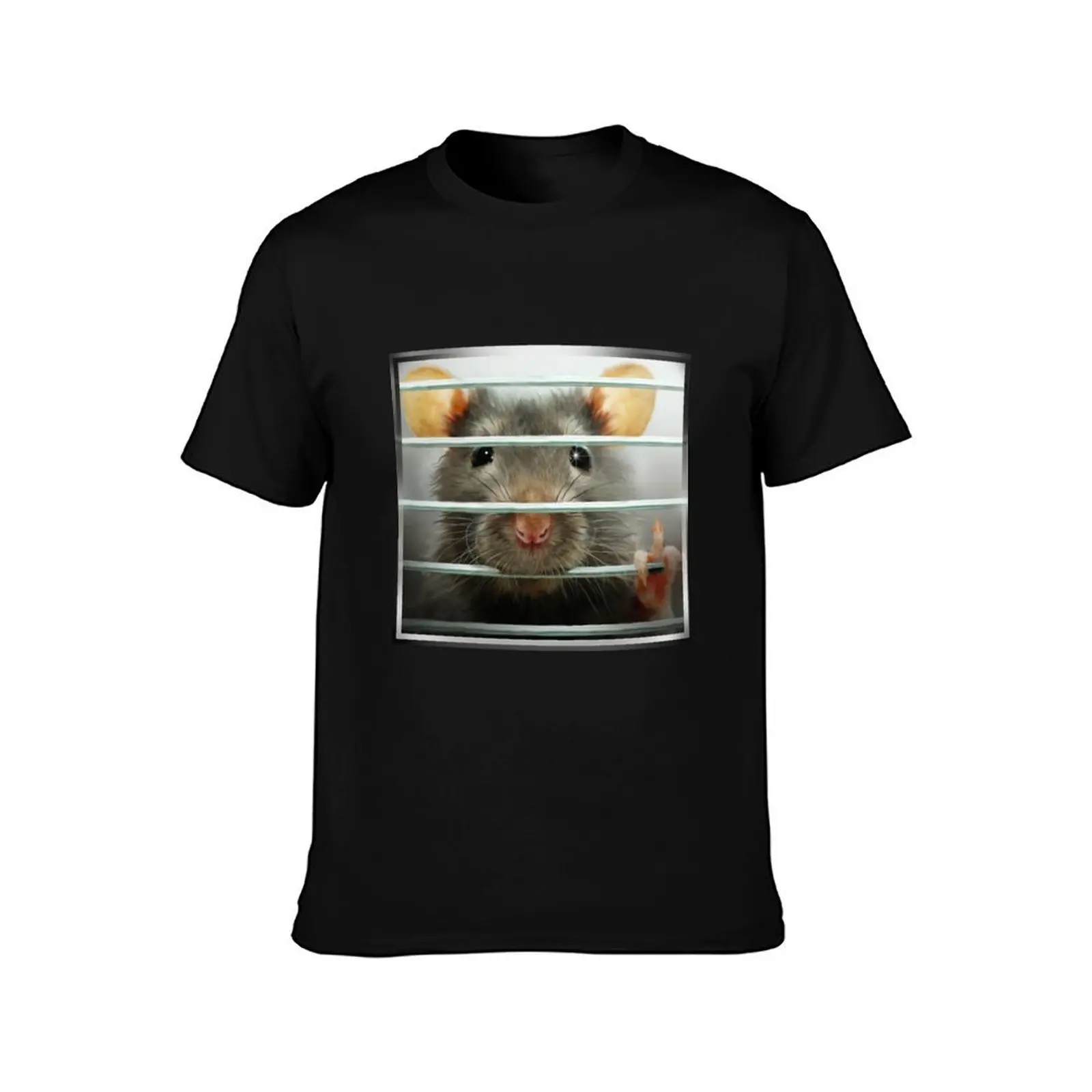 Rat in a Cage T-Shirt, Summer Casual Cotton Tee, Oversized Streetwear Tops, Vintage Graphic Print, Loose Fit Short Sleeve