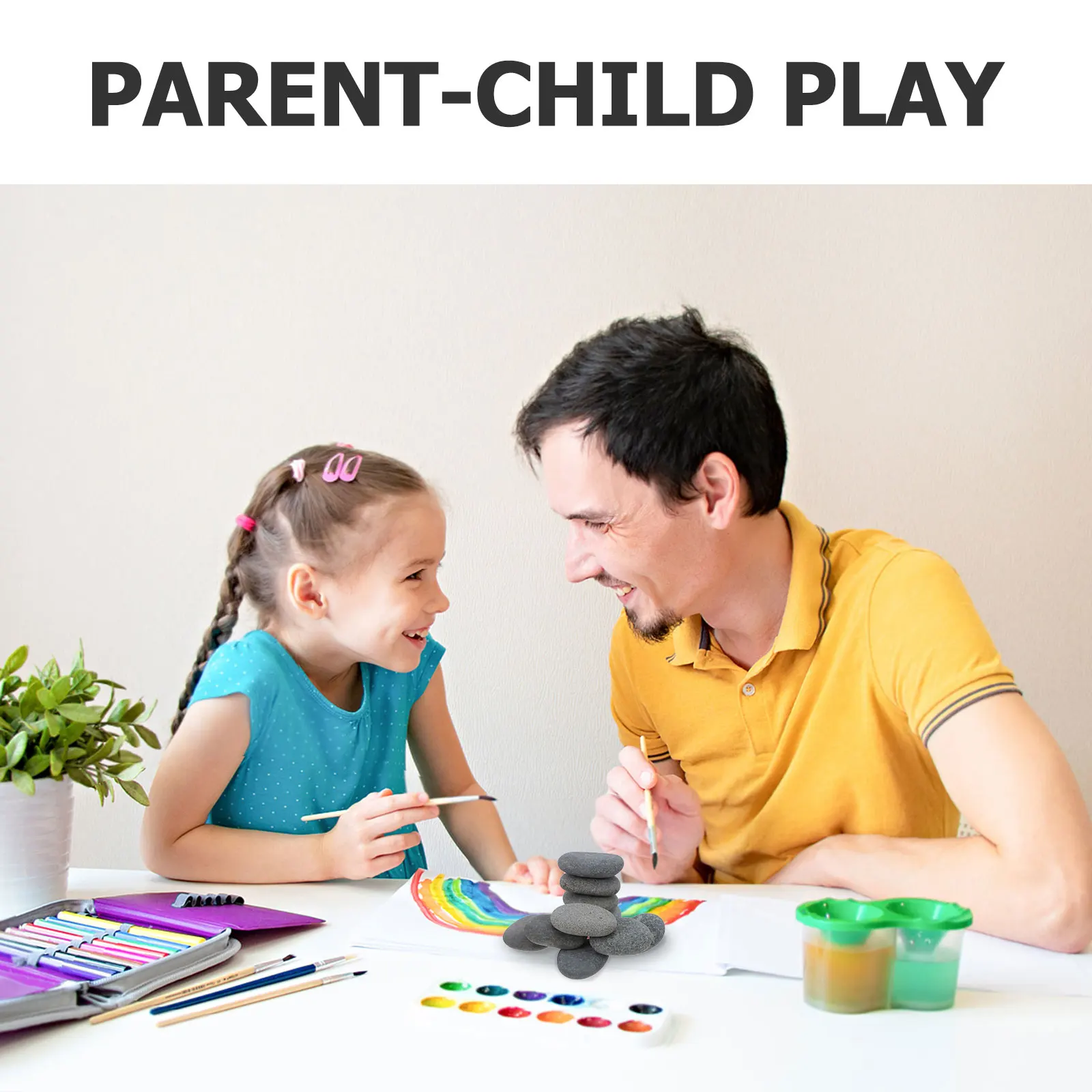 10 قطع من أحجار النهر المرسومة يدويًا، صخور إبداعية ناعمة للرسم الفني بنفسك، هدية مثالية جاهزة لتزيين حديقة المنزل #2