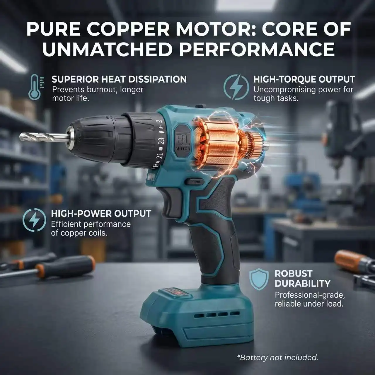 Brushless Electric Drill Cordless Rechargeable Screwdriver 2 Speed 10mm 23+1 Torque Hand Power Driver Tools Fit Makita Battery