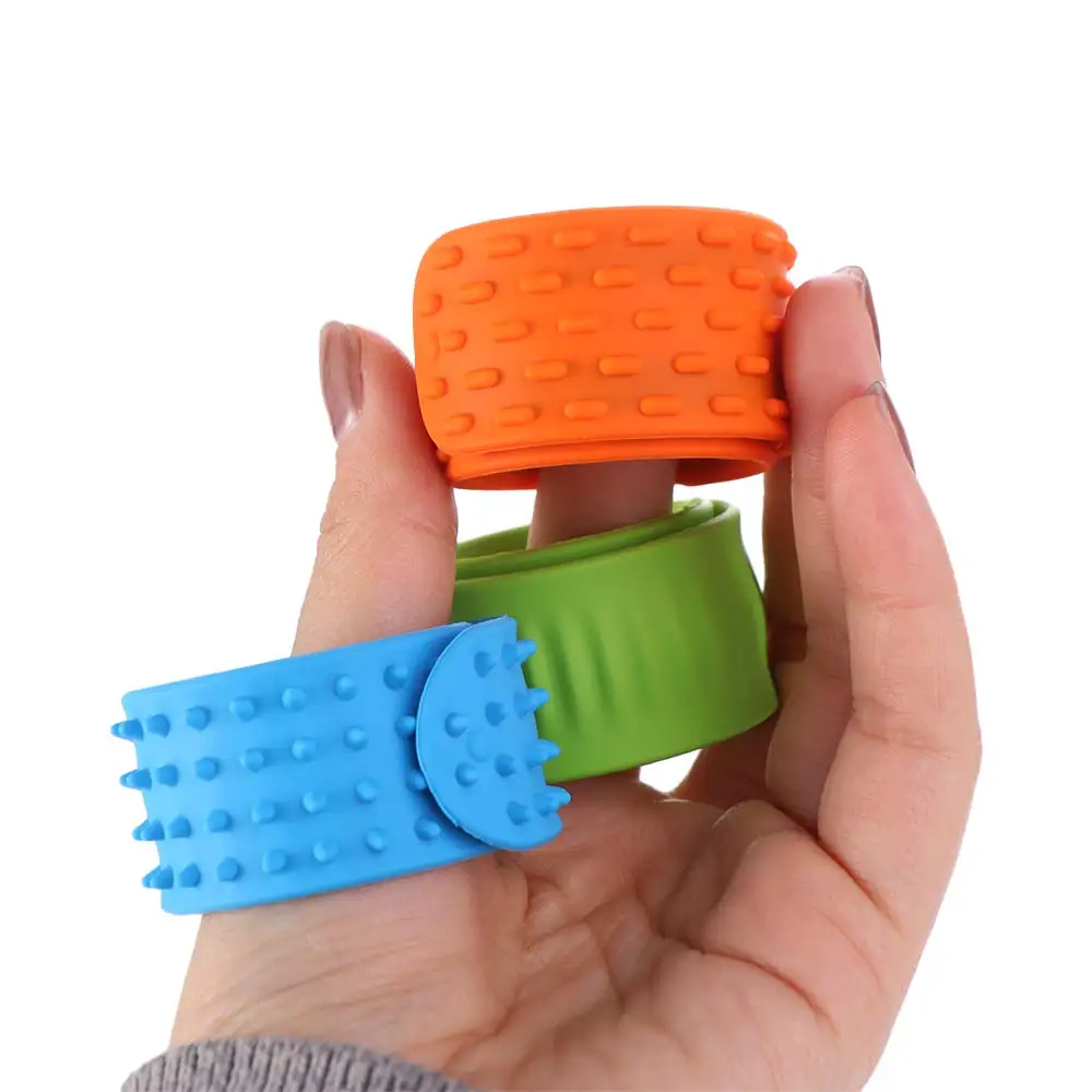 6pcs Hands Clap Circle Silicone Slap Bracelets Surface Patted Bracelets Sensory Textured Wristbands Portable Wearable Design