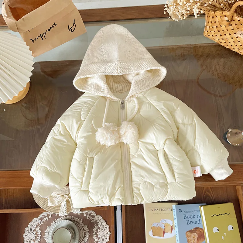 

Kids Baby Girls Parkas 2025 Winter Thicken Warm Toddler Girls Jacket Coat Knit Hooded Solid Children 1-6Y Girls Outerwear Coat