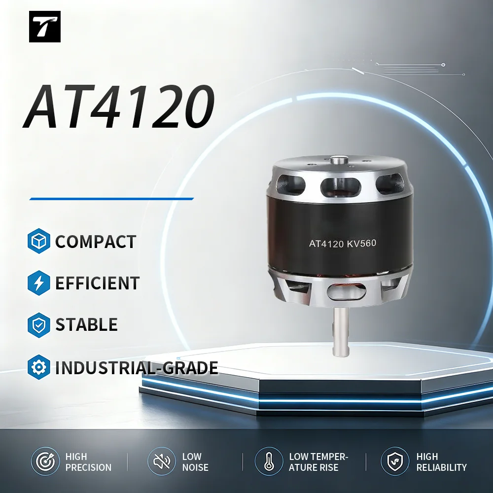 T-MOTOR AT4120 Long Shaft Fixed Wing Motor KV250 KV500 KV560 6717g Thrust 6-12S for Medium UAV RC Airplane
