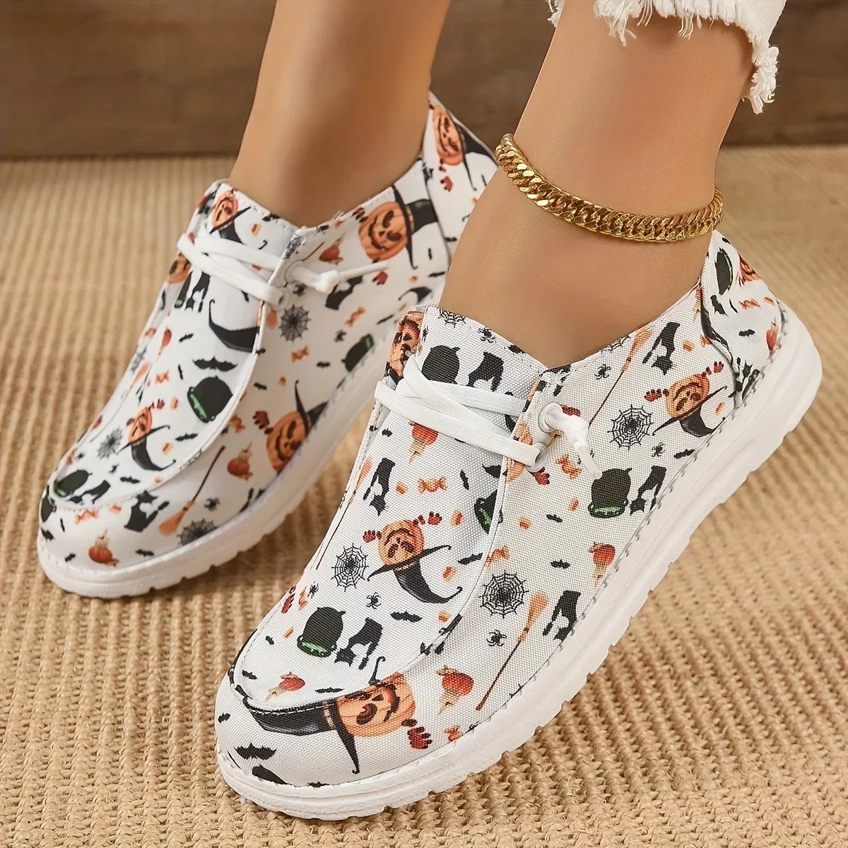 Spring/Autumn Fashion New Walking Pumpkin Halloween Women\'s Casual and Comfortable Large Size Loaf Flats