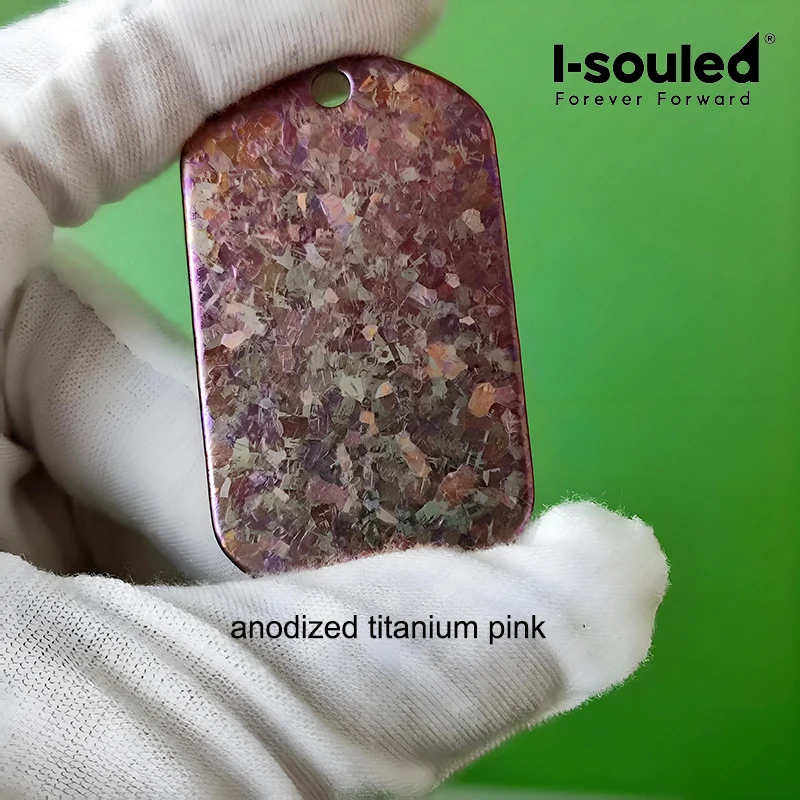 قلادة علامة الكلب العسكرية المصنوعة من التيتانيوم المؤكسد - نسيج كريستال ثلجي، خيارات متعددة الألوان (وردي/أزرق/أرجواني/أبيض ثلجي) #6