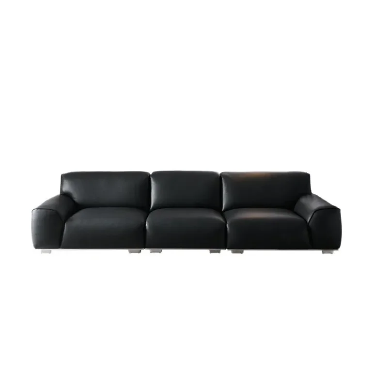 

Bison leather sofa living room straight row three people thickened first layer cowhide furniture