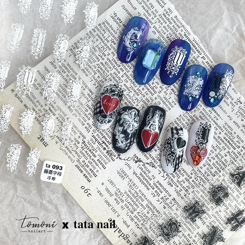 [Meow.Sensei] Brand Tata Cooperation Relief nail stickers Paper Japanese Sticker Vine Letters