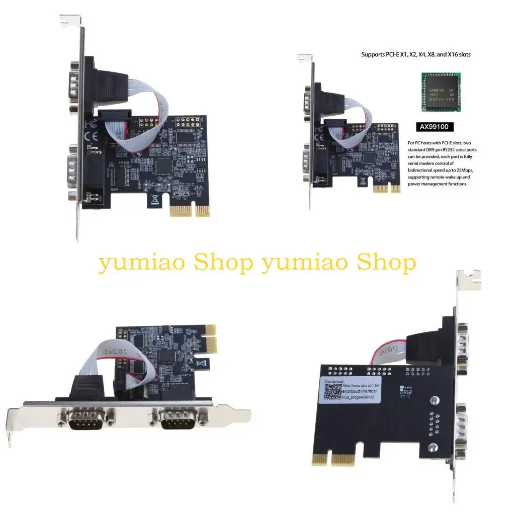 

587B 2 Ports RS232 Serial Port Printer Parallel Port LPT to PCI-E Card Adapter AX9910