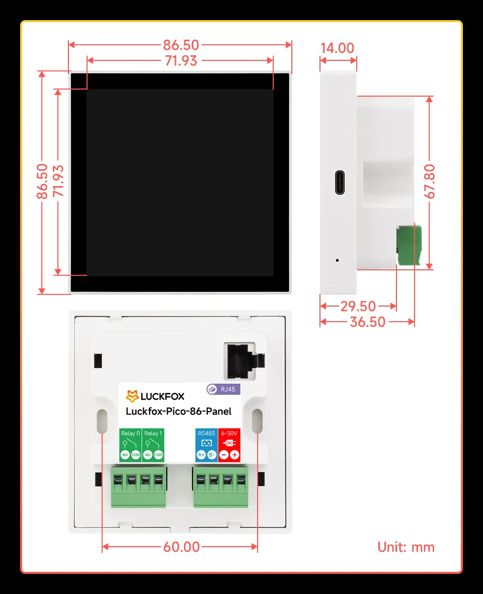 Luckfox Core1106 スマート 86 ボックス開発ボード、RV1106G2/RV1106G3 プロセッサ、0.5/1TOPS、128MB/256MB DDR3L、ARM Cortex-A7 32 ビットコア