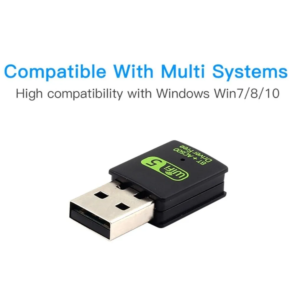 600Mbps Bluetooth 5.0 2 em 1 Dongle USB2.0 Bluetooth Adaptador de rede Wifi Driver grátis BT + AC600 Placa de rede sem fio