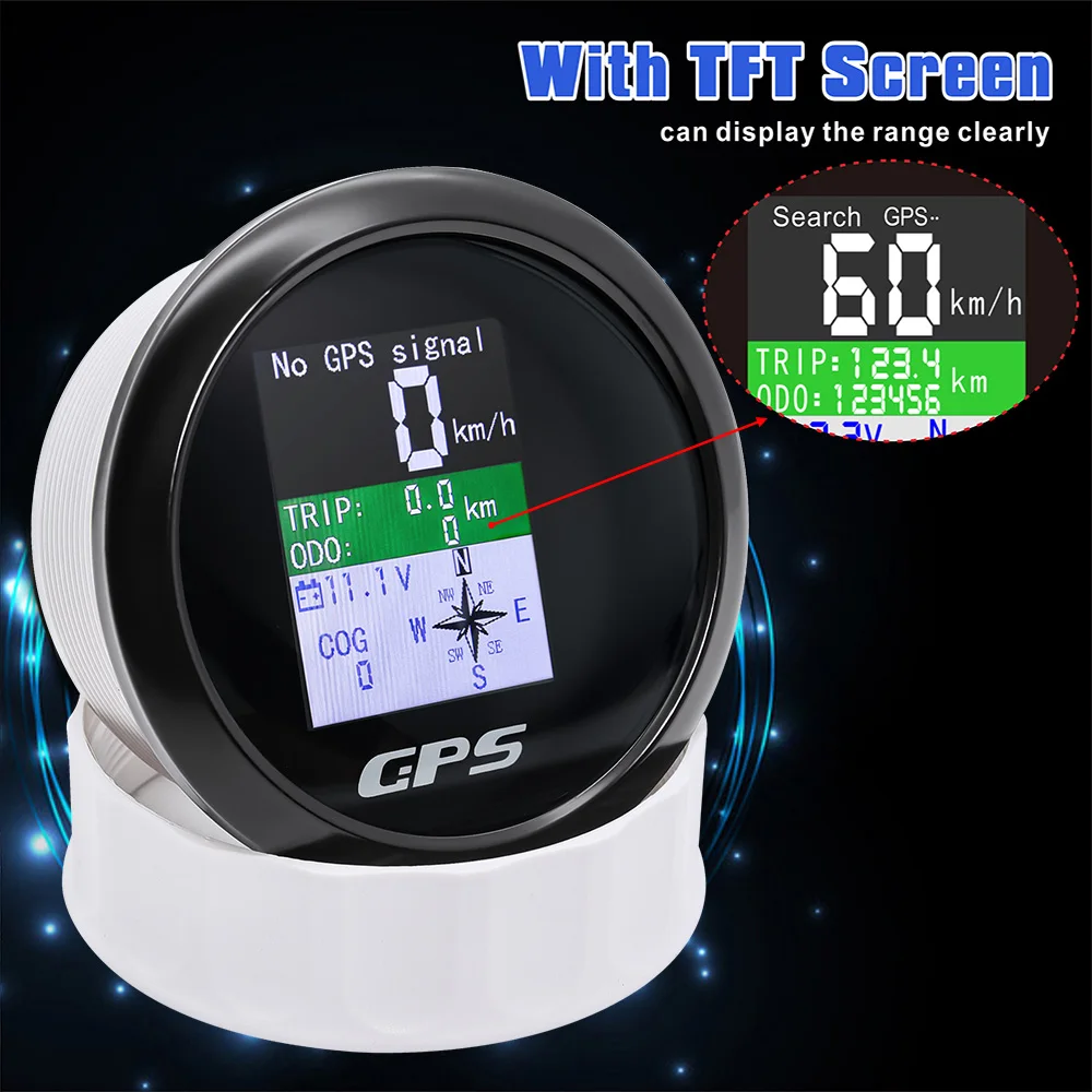 85mm Digital GPS Speedometer W/TFT-LCD Display Odometer Voltmeter Compass For Car Marine Boat Motorcycle