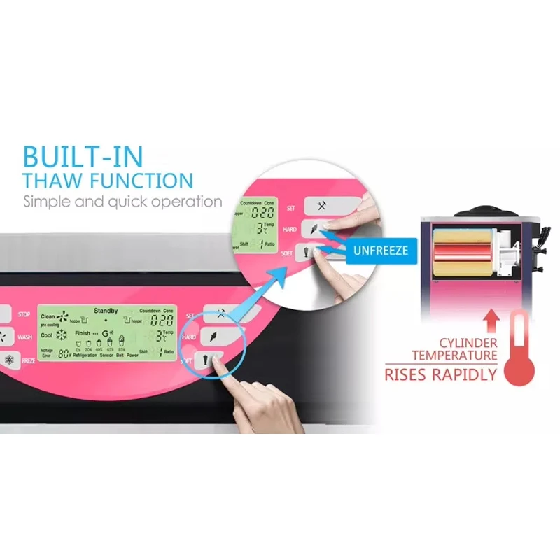 Ice Cream Machine Stainless Steel LCD Panel Desktop Vertical Small Automatic Home Commercial Double Storage Cylinder