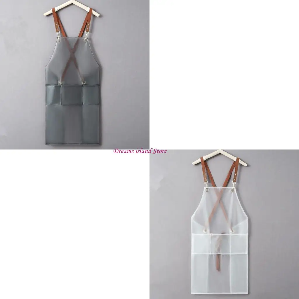 TPU Cooking Apron Waterproof Oil-proof Overalls for Dishwashing Women Back Work Clothes Halter Apron Transparent HX6C