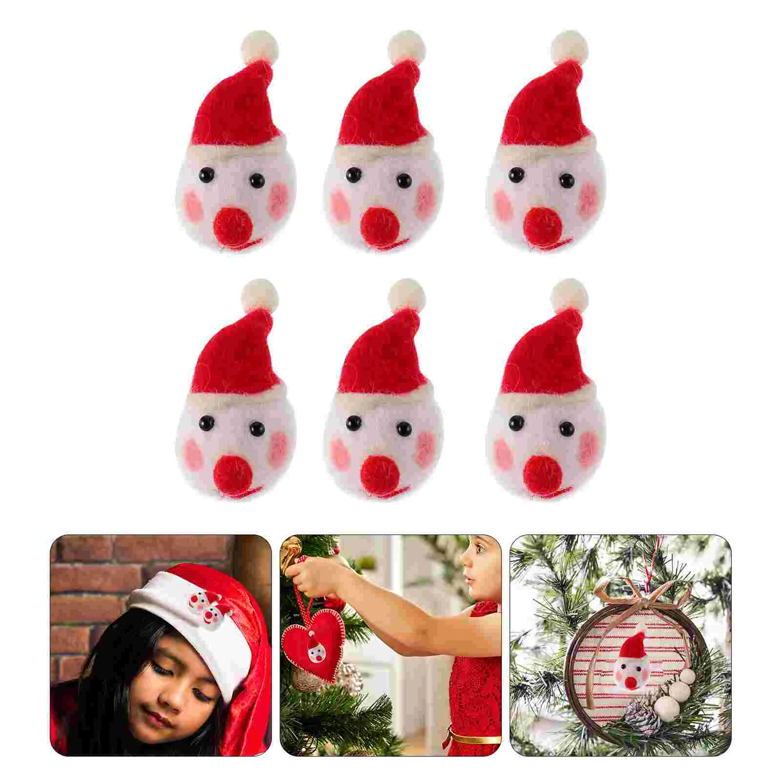 6 Pcs Felt Christmas Snowman Decorations Xmas Party Props DIY Hairpin Accessories