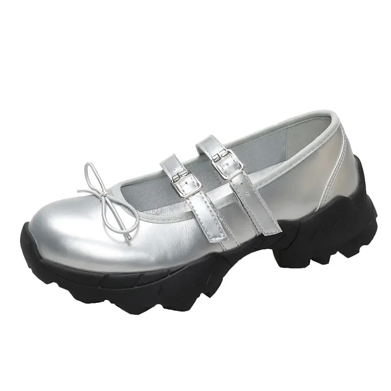 2024Summer Chunky Women Sports Shoes Fashion Shallow Butterfly-knot Platform Flat Ladies Casual Outdoor Jane